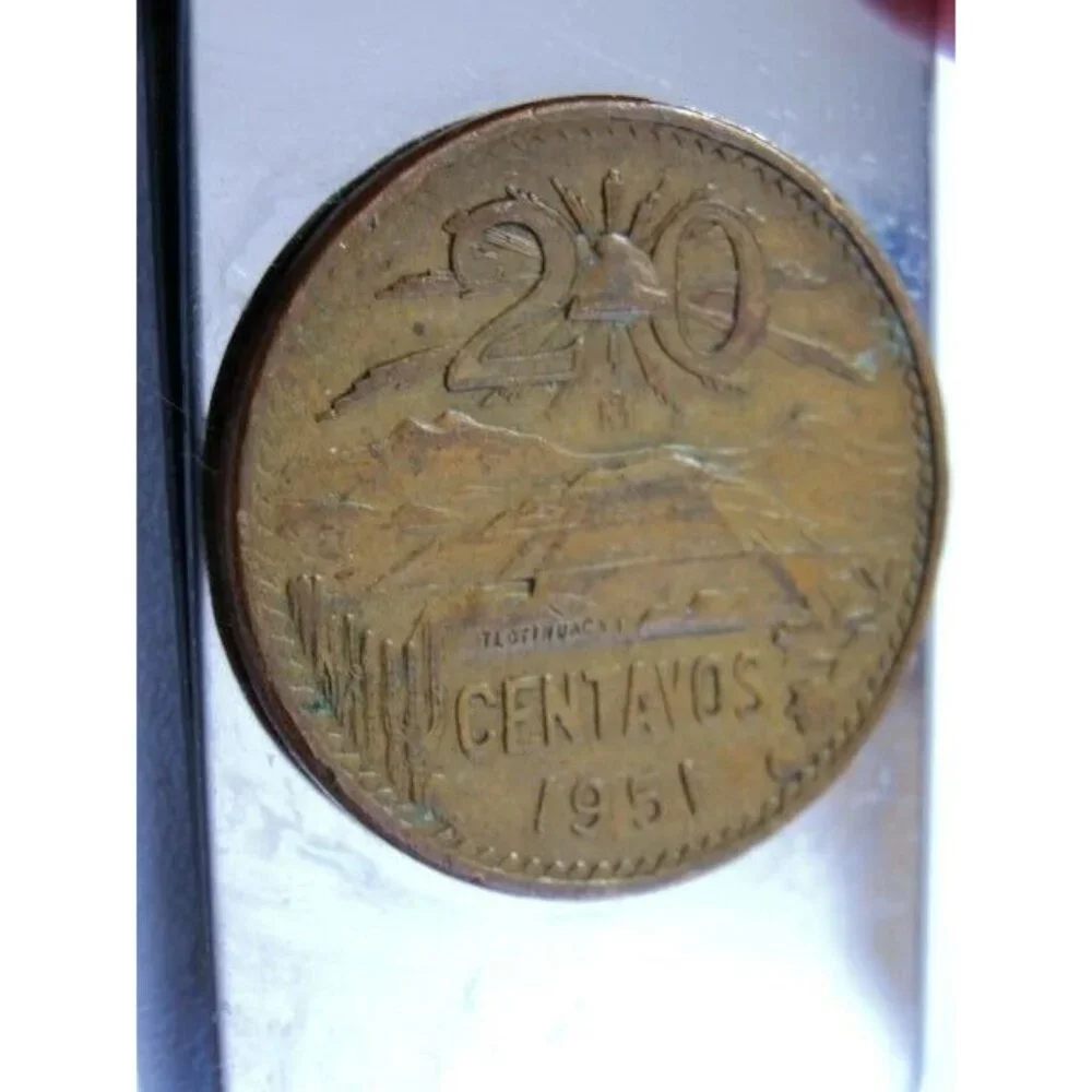 1951 20 Centavos Coin Money Clip Stainless Steel Wallet Cash ID Holder Silver